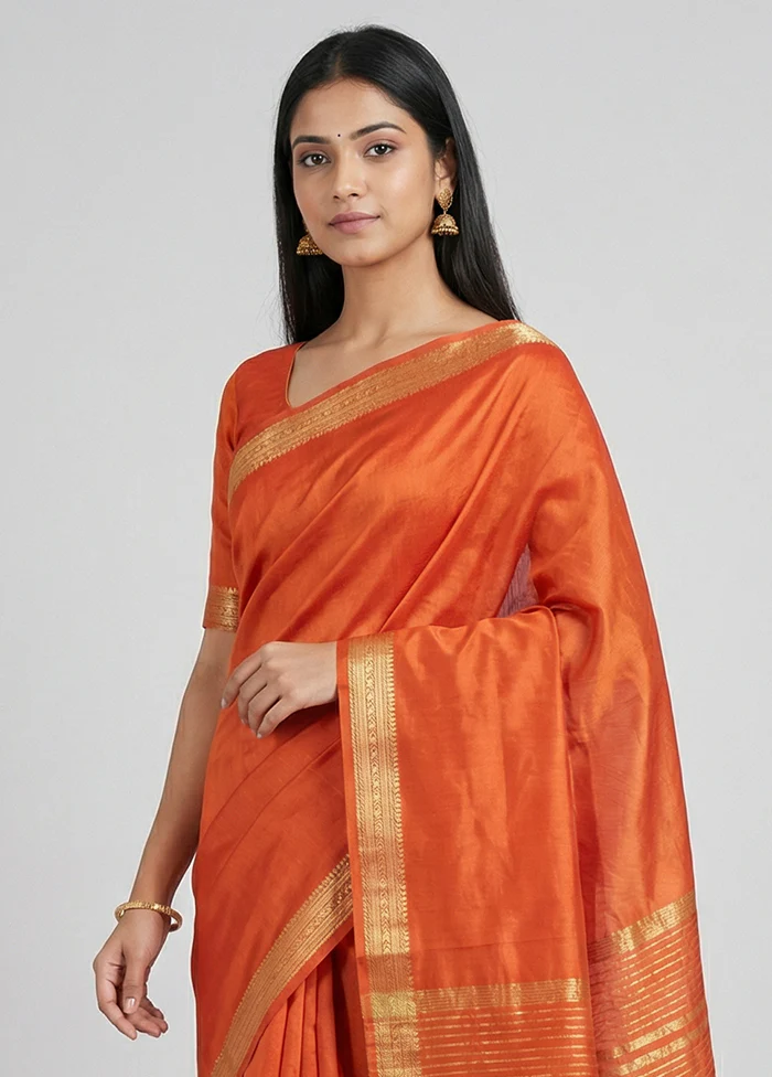 Red Kanjivaram Silk Saree With Blouse Piece - Image 2