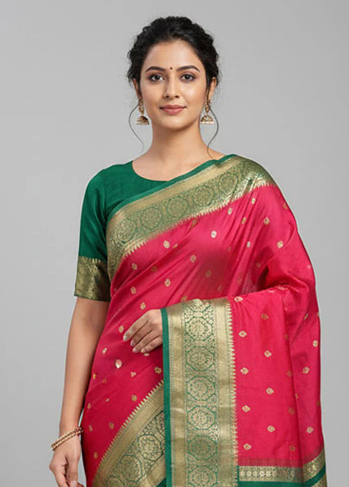 Red Kanjivaram Silk Saree With Blouse Piece - Image 2