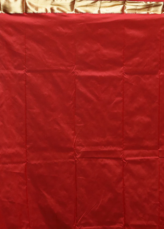 Red Kanjivaram Silk Saree With Blouse Piece - Image 5