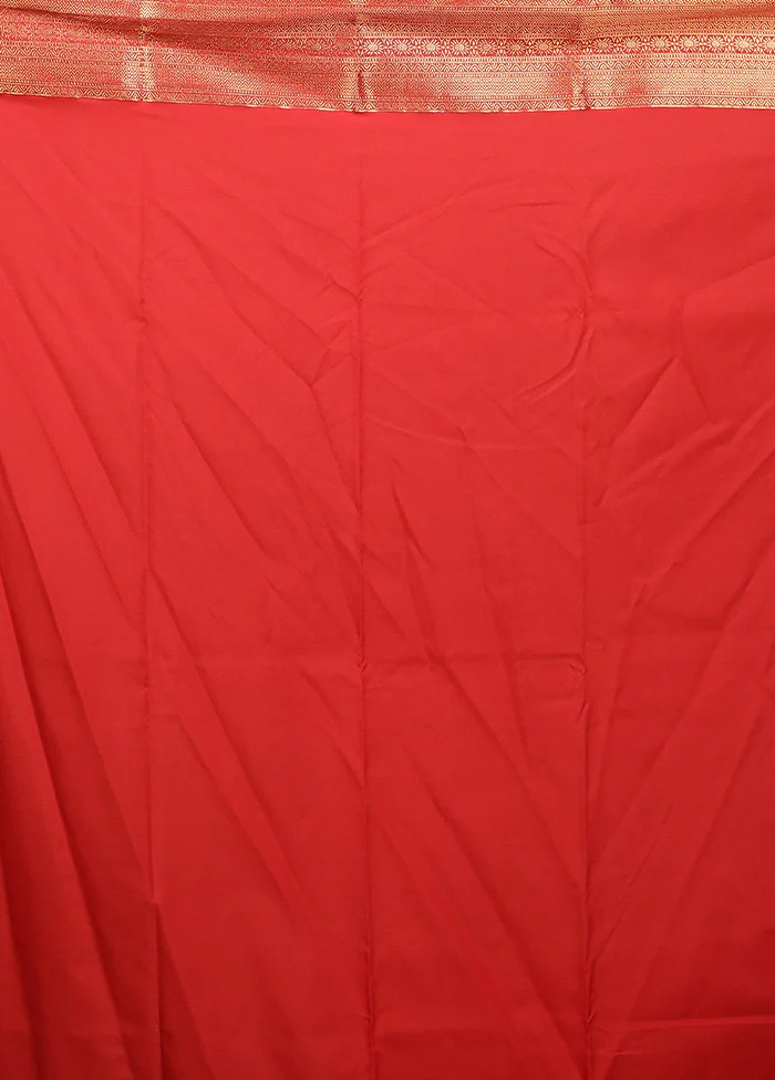 Red Kanjivaram Silk Saree With Blouse Piece - Image 5