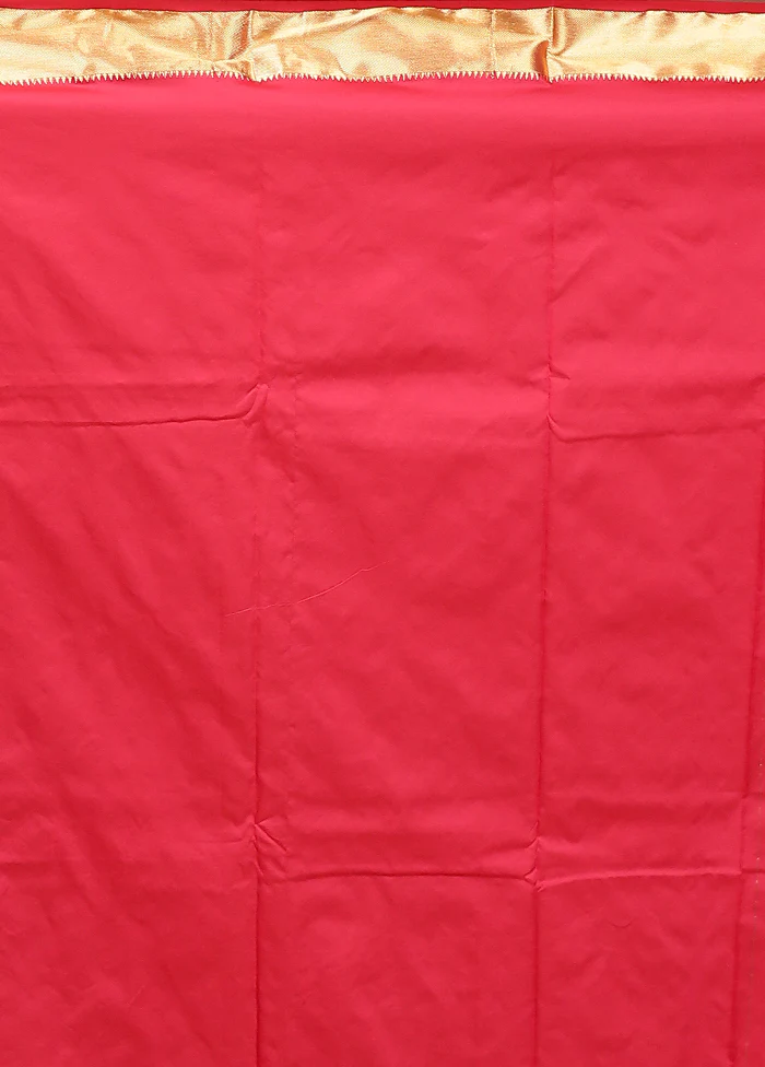 Red Kanjivaram Silk Saree With Blouse Piece - Image 5