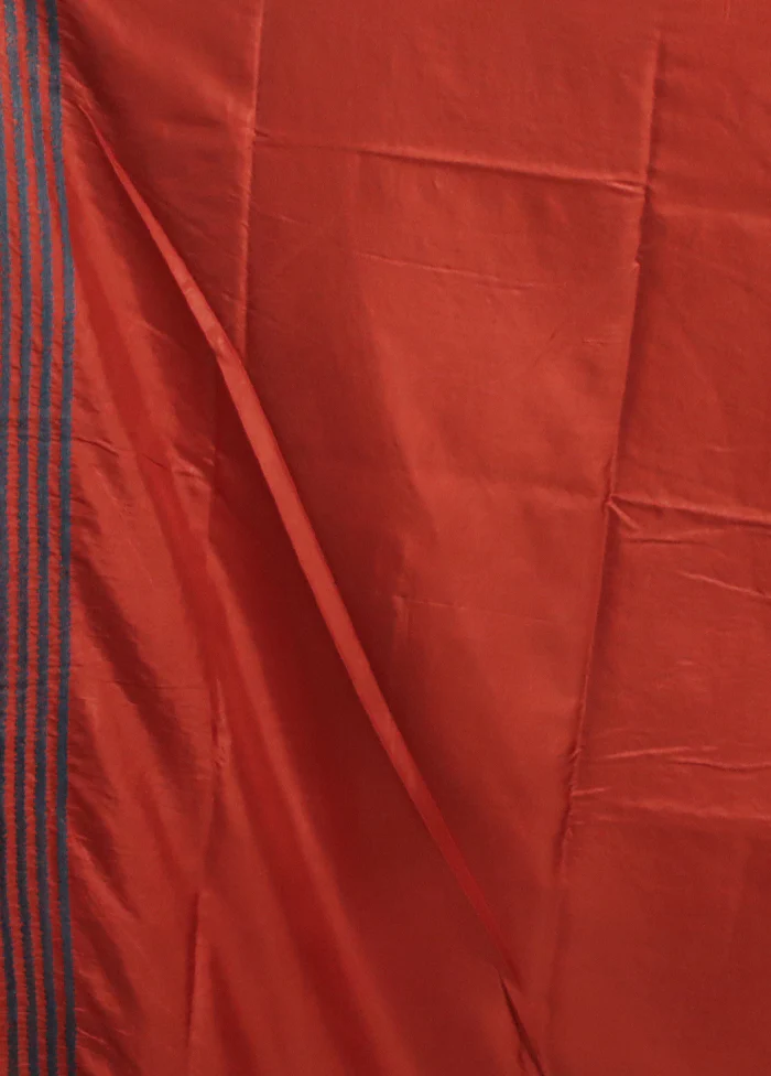Red Kantha Stitch Silk Saree With Blouse Piece - Image 5