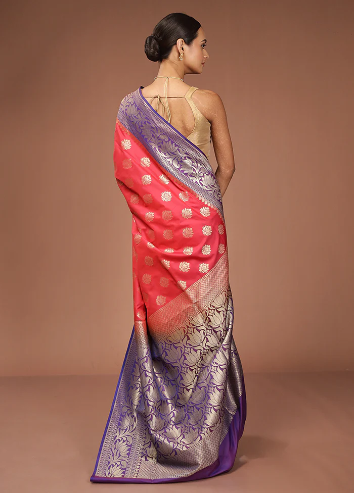 Red Katan Silk Saree With Blouse Piece - Image 3