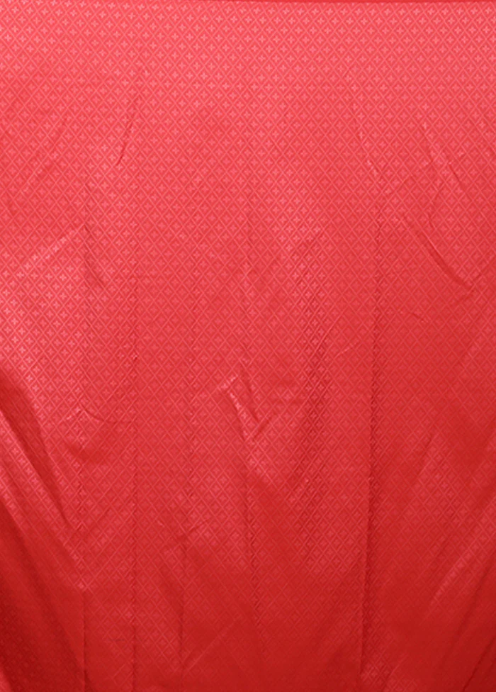 Red Katan Silk Saree With Blouse Piece - Image 5