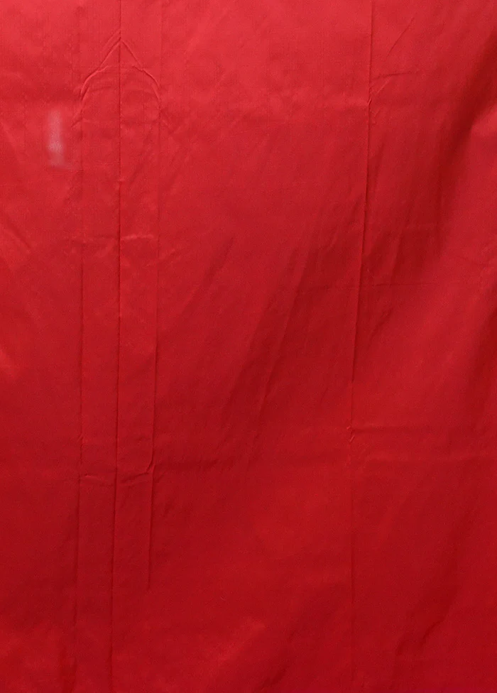 Red Katan Silk Saree With Blouse Piece - Image 5