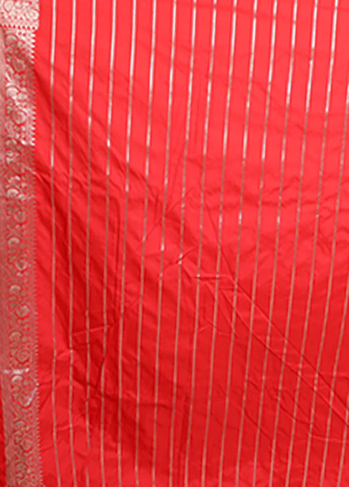 Red Katan Silk Saree With Blouse Piece - Image 5