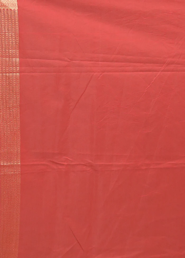 Red Kora Silk Saree With Blouse Piece - Image 5