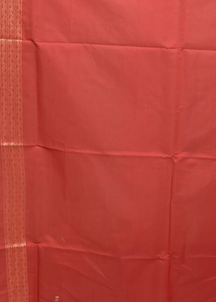 Red Kora Silk Saree With Blouse Piece - Image 5