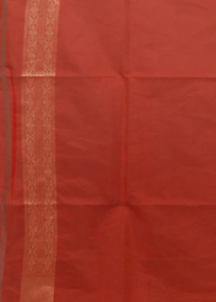 Red Kora Silk Saree With Blouse Piece - Image 5