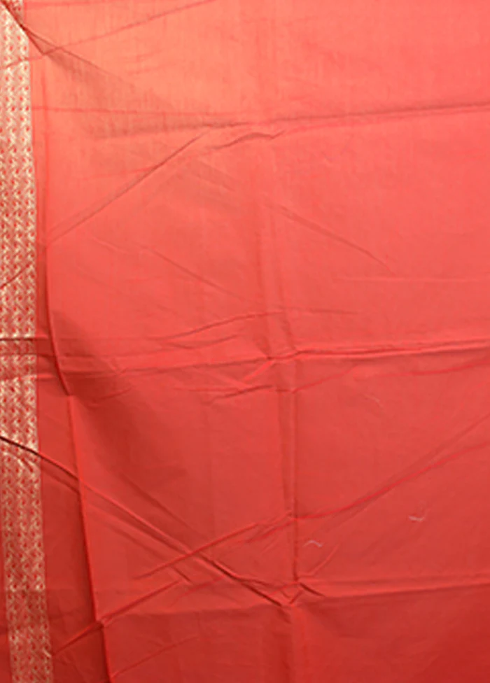 Red Kora Silk Saree With Blouse Piece - Image 5