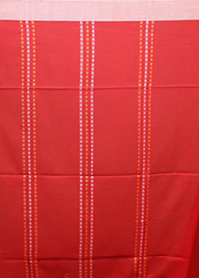 Red Matka Silk Saree With Blouse Piece - Image 5