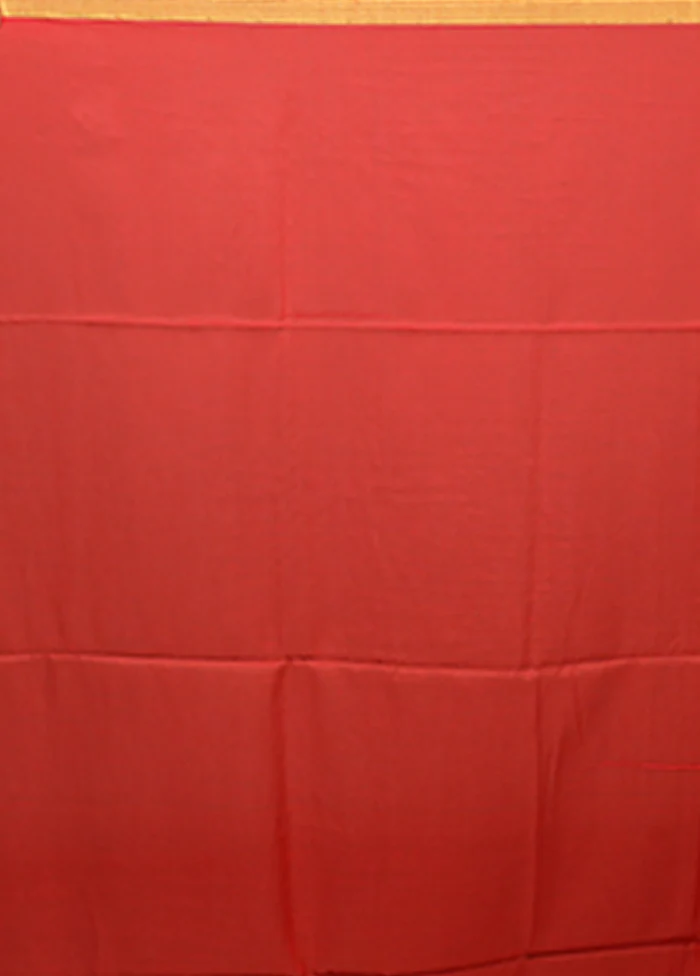 Red Matka Silk Saree With Blouse Piece - Image 5