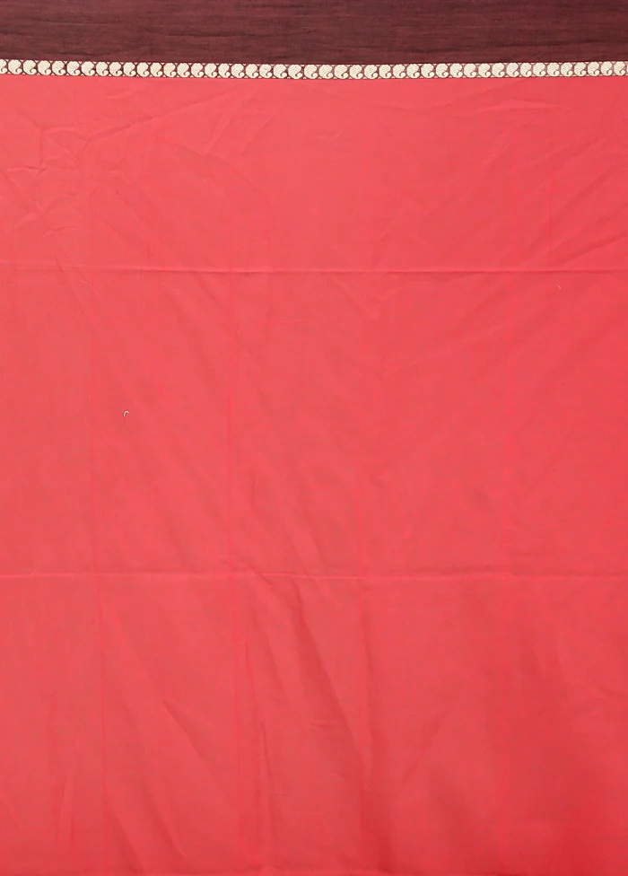 Red Matka Silk Saree With Blouse Piece - Image 5