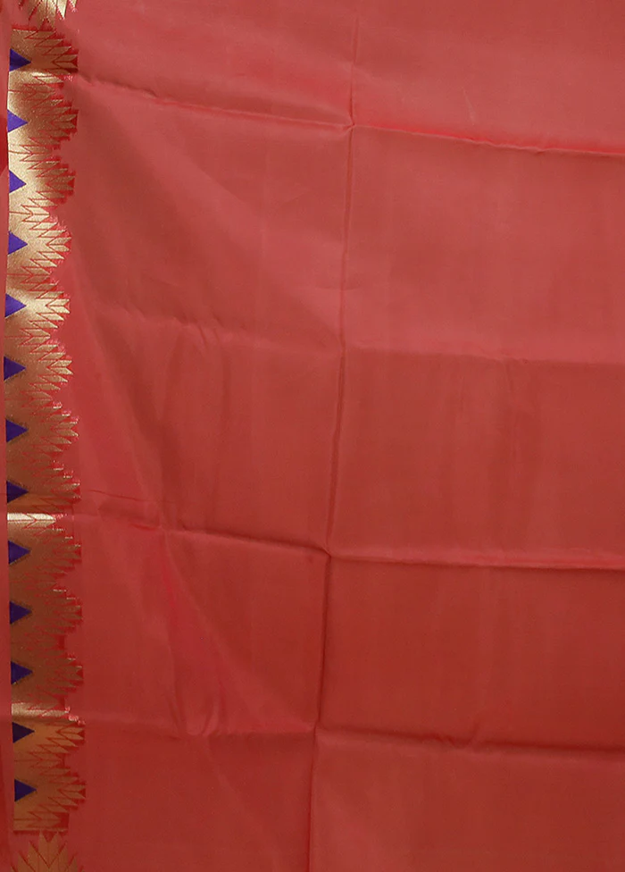 Red Organza Saree With Blouse Piece - Image 5