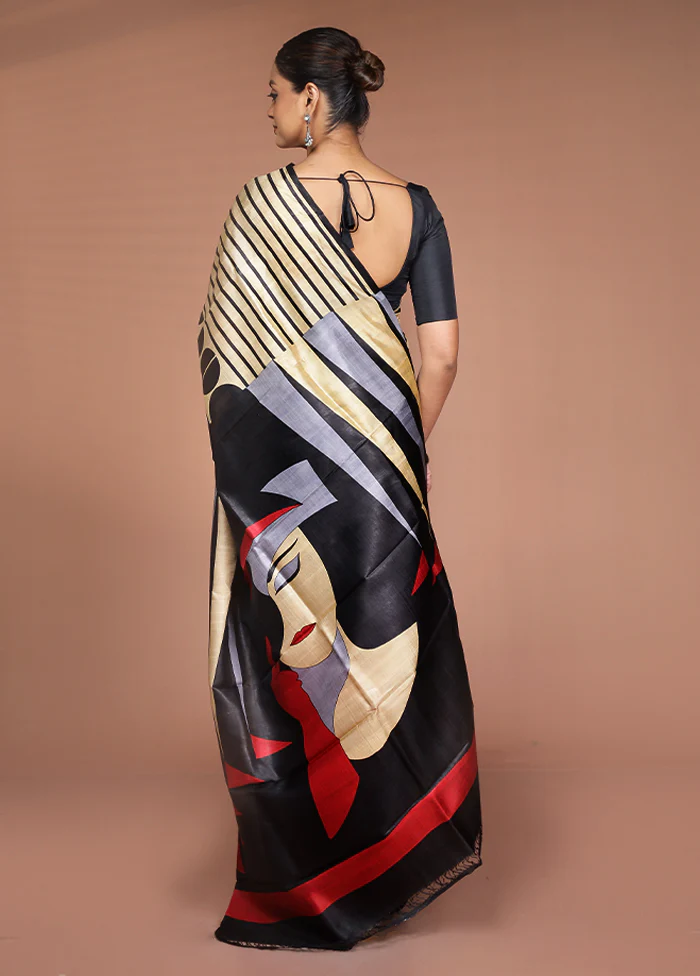 Red Printed Pure Silk Saree Without Blouse Piece - Image 3