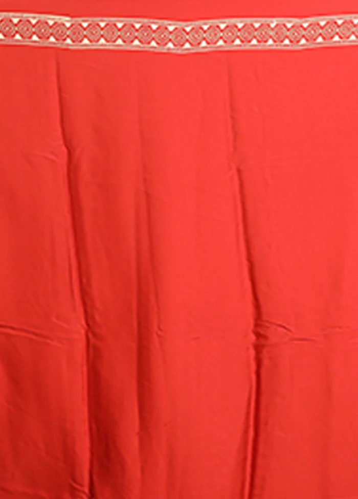 Red Printed Pure Silk Saree Without Blouse Piece - Image 5