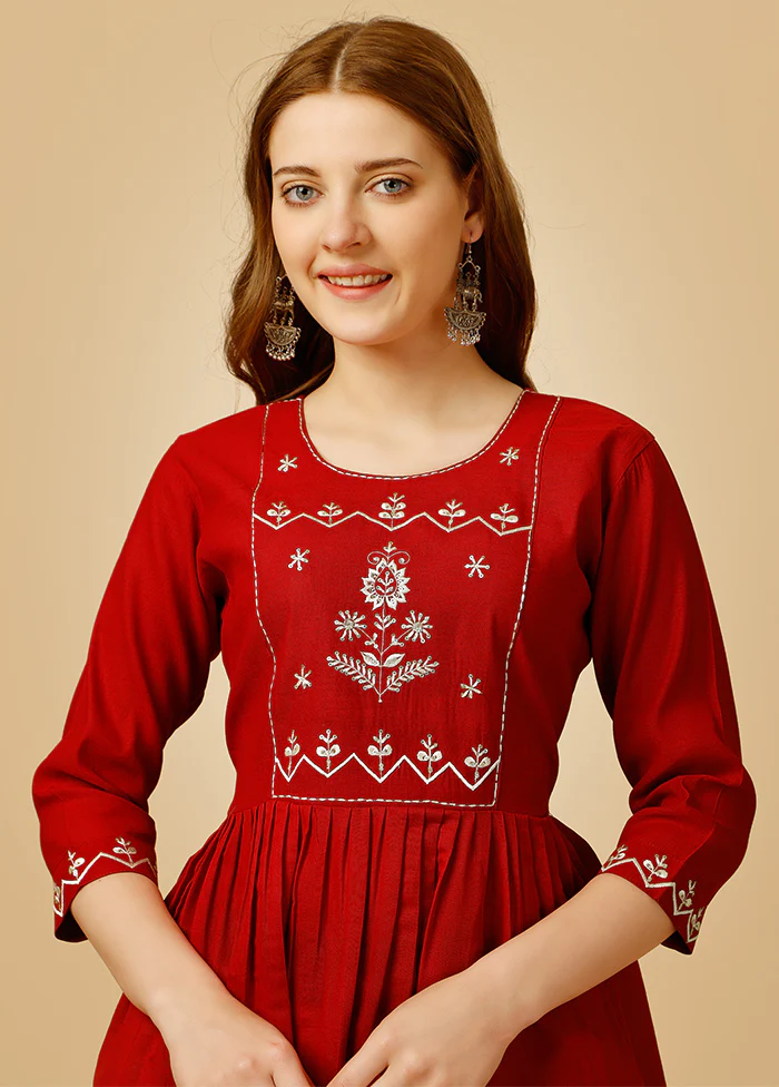 Red Readymade Viscose Top - Image 3