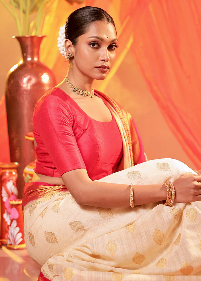 Red Round Neck Designer Blouse - Image 3
