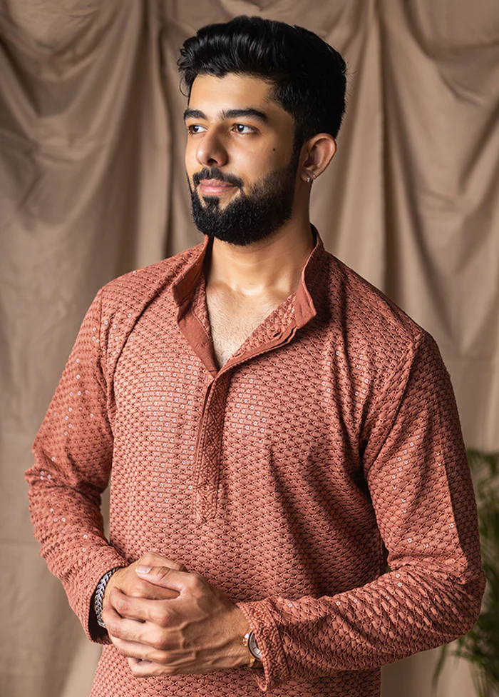 Red Silk Kurta & Pajama Set - Image 2