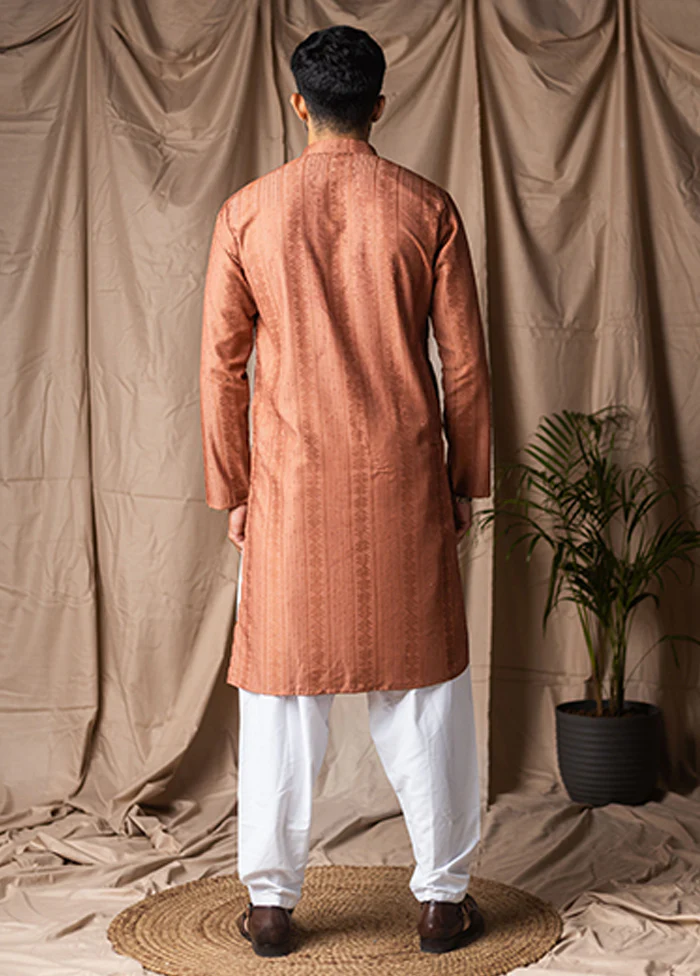 Red Silk Kurta & Pajama Set - Image 3