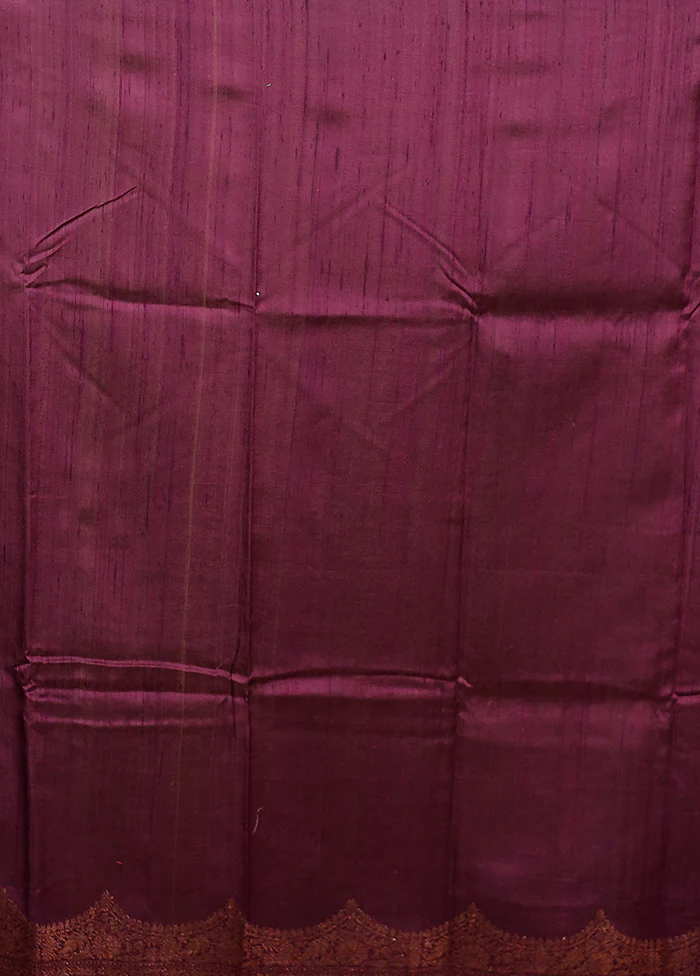 Red Tussar Pure Silk Saree With Blouse Piece - Image 5
