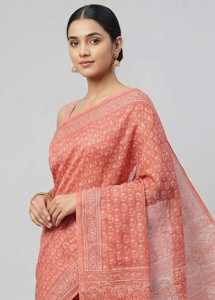 Red Tussar Silk Saree With Blouse Piece - Image 2