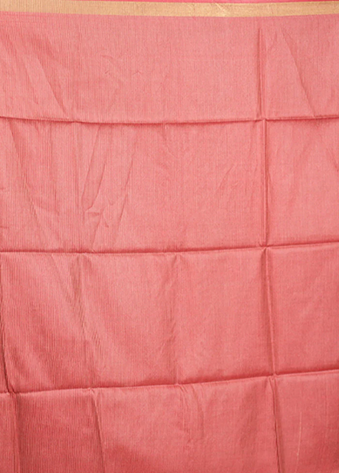 Red Tussar Silk Saree With Blouse Piece - Image 5