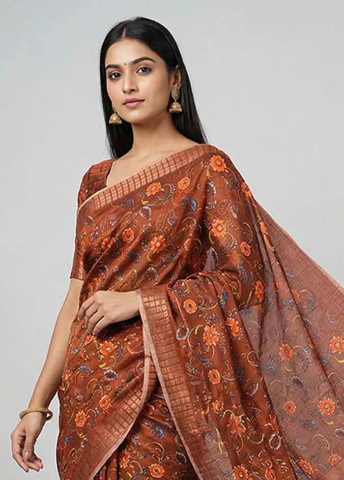 Red Tussar Silk Saree With Blouse Piece - Image 2