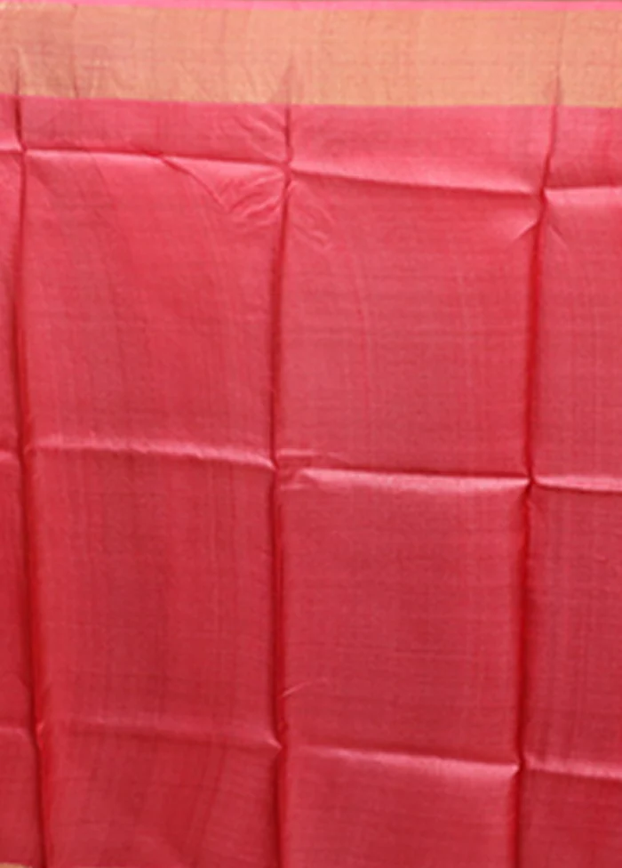 Red Tussar Silk Saree With Blouse Piece - Image 5