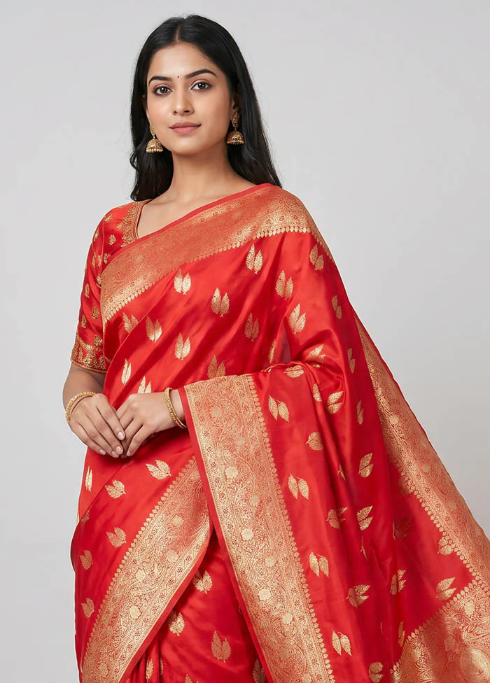 Red Uppada Silk Saree With Blouse Piece - Image 2