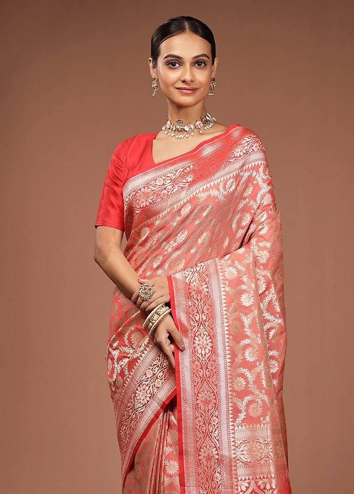 Red Uppada Silk Saree With Blouse Piece