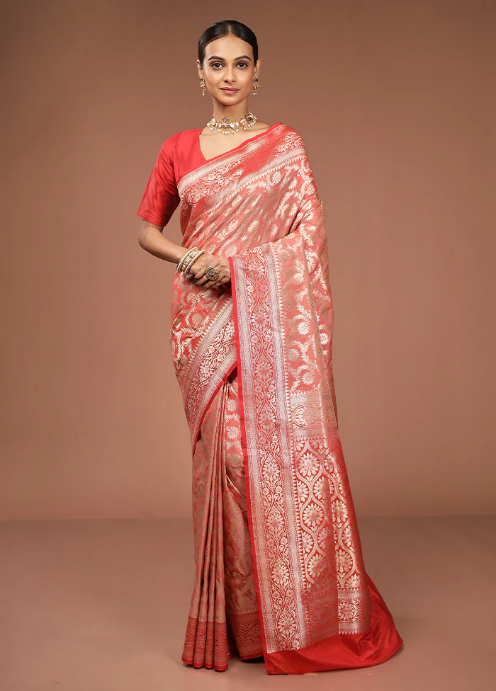 Red Uppada Silk Saree With Blouse Piece - Image 2