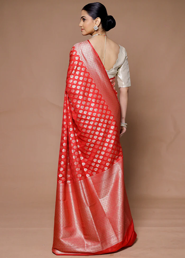 Red Uppada Silk Saree With Blouse Piece - Image 3