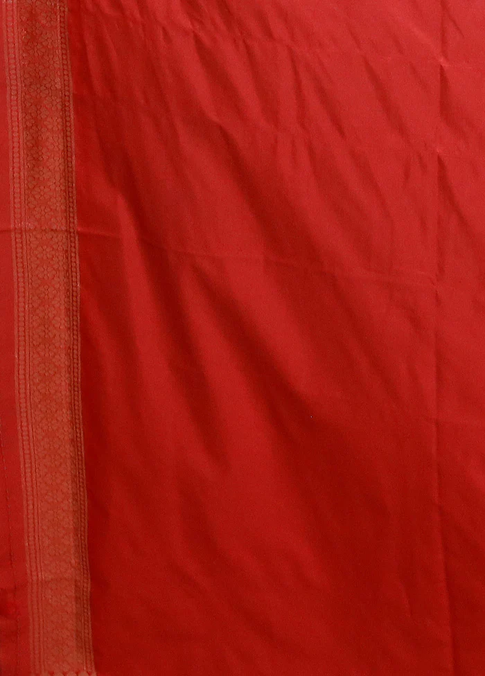 Red Uppada Silk Saree With Blouse Piece - Image 5