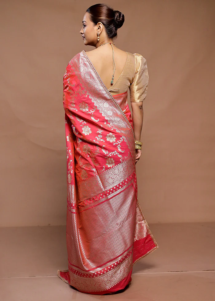 Red Uppada Silk Saree With Blouse Piece - Image 3