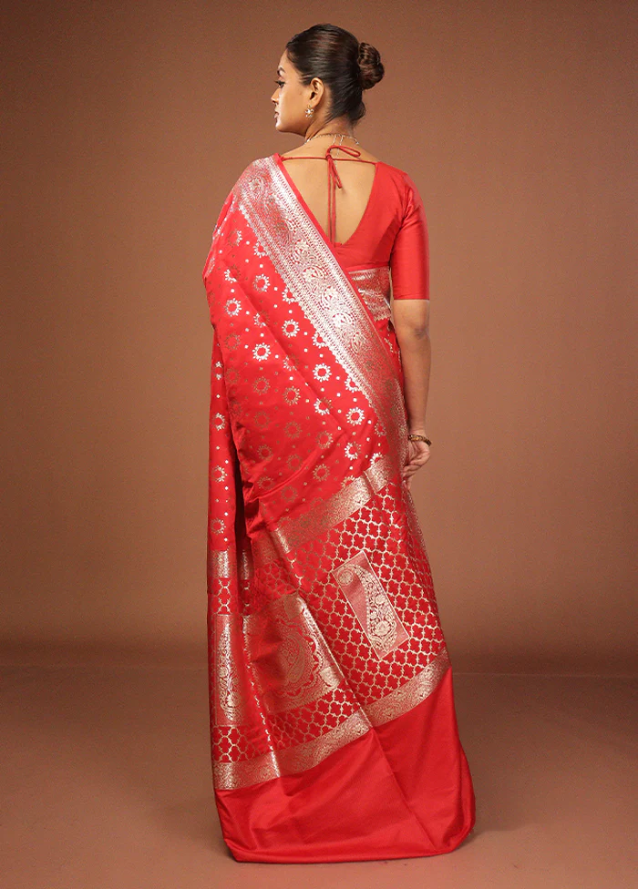 Red Uppada Silk Saree With Blouse Piece - Image 3
