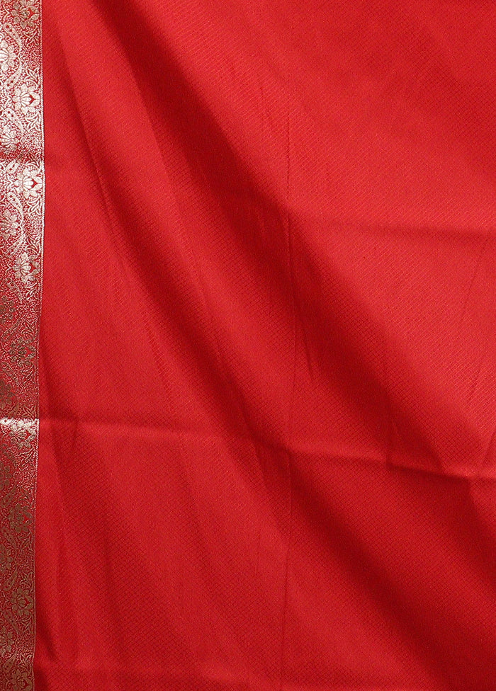 Red Uppada Silk Saree With Blouse Piece - Image 5