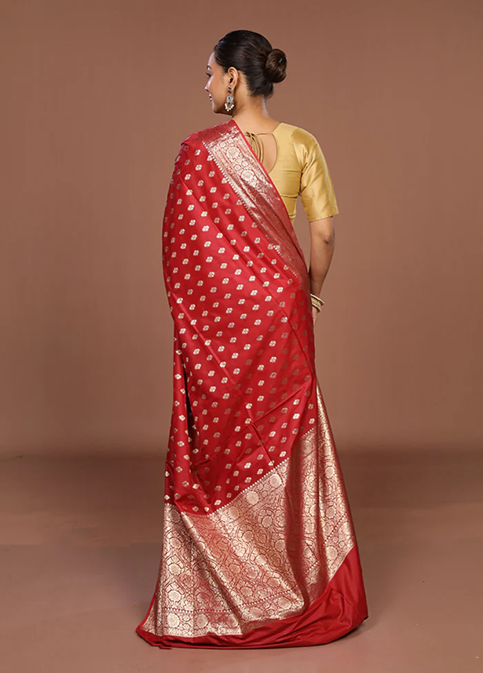 Red Uppada Silk Saree With Blouse Piece - Image 3