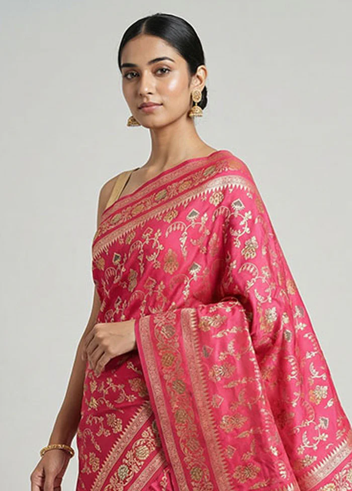 Red Uppada Silk Saree With Blouse Piece - Image 2