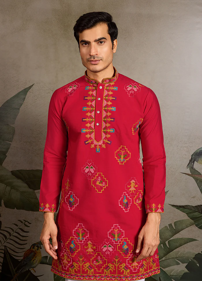 Red Viscose Kurta - Image 2