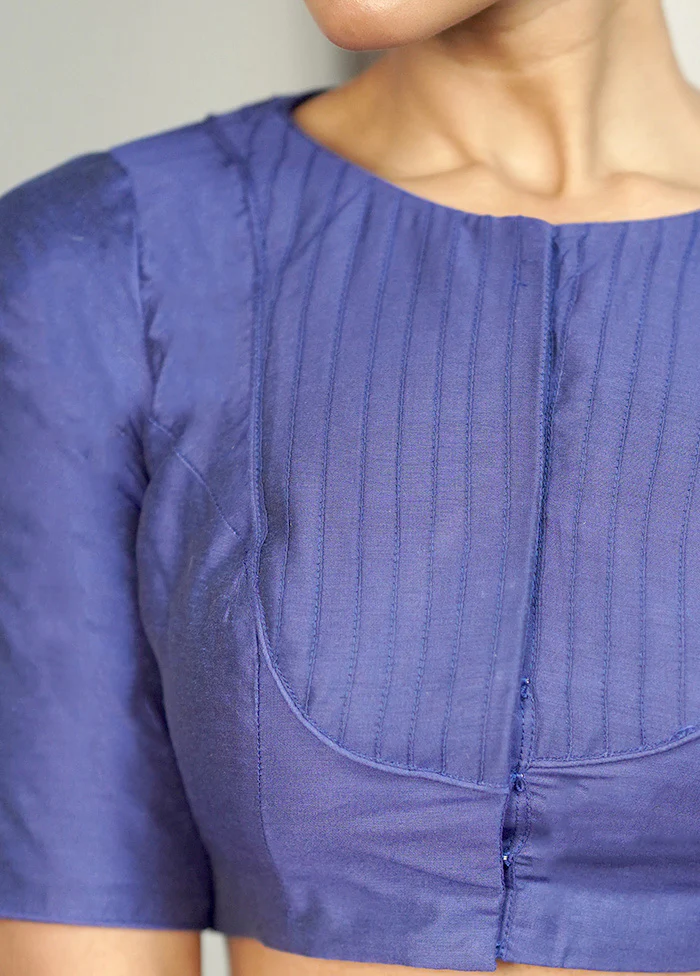Royal Blue Cotton Silk Designer Blouse - Image 4