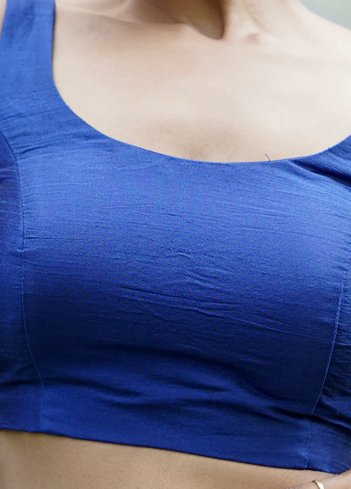 Royal Blue Dupion Silk Designer Blouse - Image 4