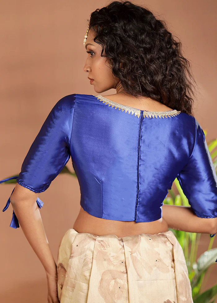 Royal Blue Silk Designer Blouse - Image 2