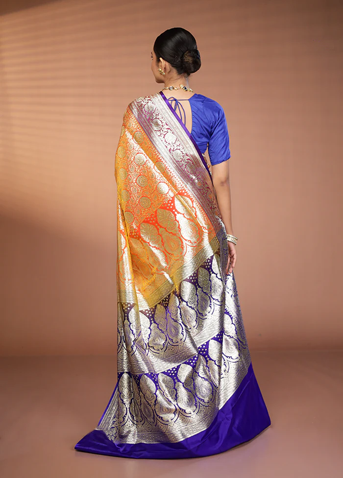 Rust Banarasi Silk Saree With Blouse Piece - Image 3