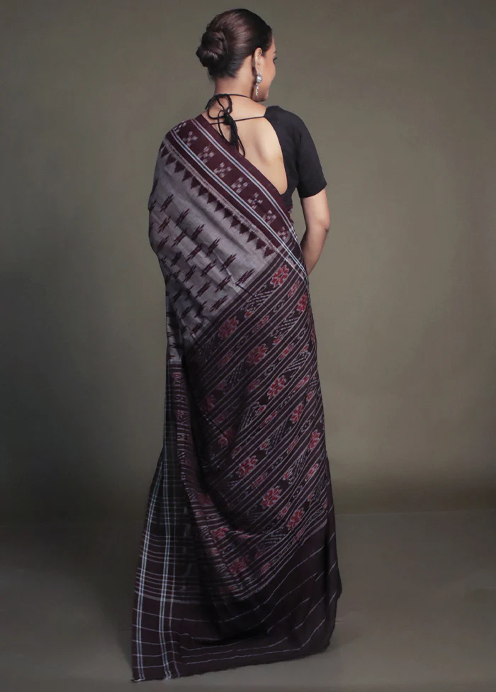Grey Bomkai Silk Saree Without Blouse Piece - Image 3