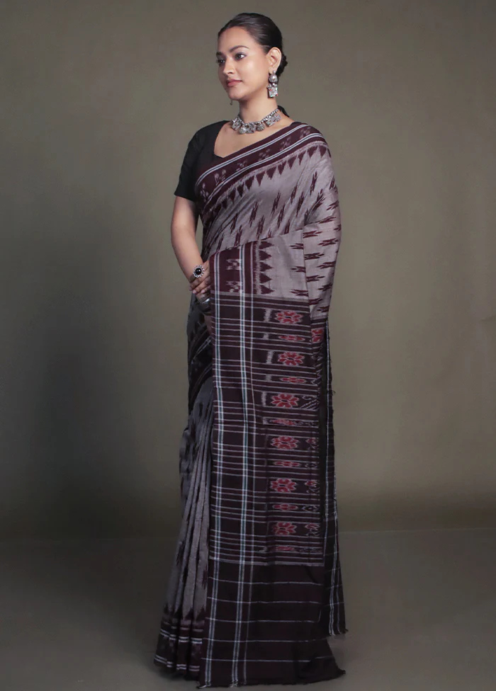 Grey Bomkai Silk Saree Without Blouse Piece - Image 4