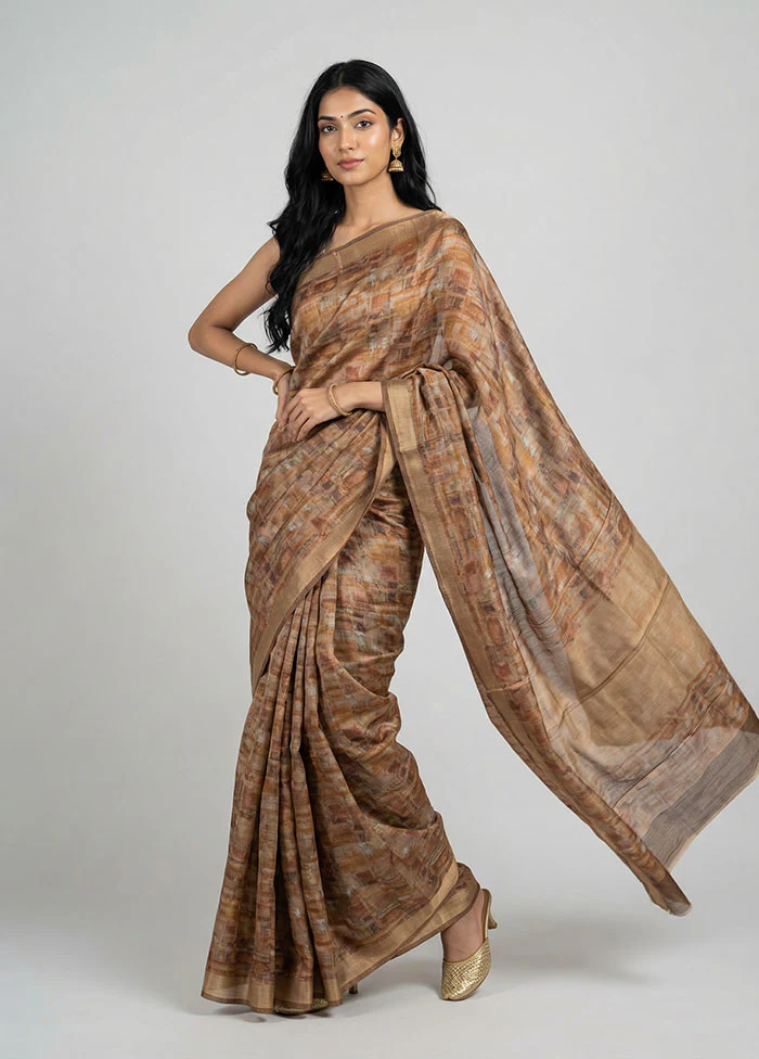 Rust Chiffon Silk Saree With Blouse Piece