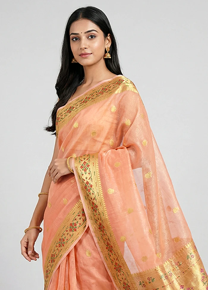 Rust Cotton Saree With Blouse Piece - Image 2