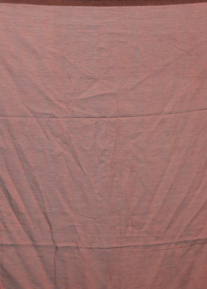 Rust Cotton Saree Without Blouse Piece - Image 5