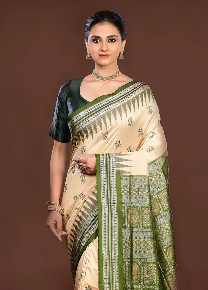 Rust Handloom Bomkai Pure Silk Saree With Blouse Piece